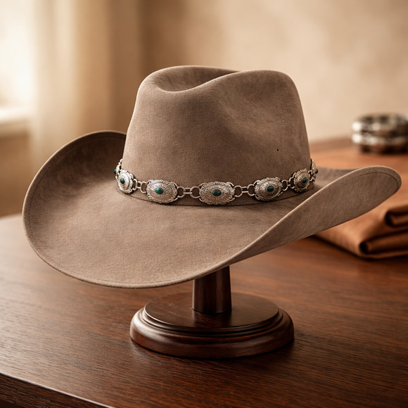 ILLUMA Western Hat Cowboy / Cowgirl Silvertone Concho Band Polyester Felt NWT main image 5